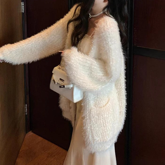 Women's Glitter Knit Cardigan in a Modern Casual Look
