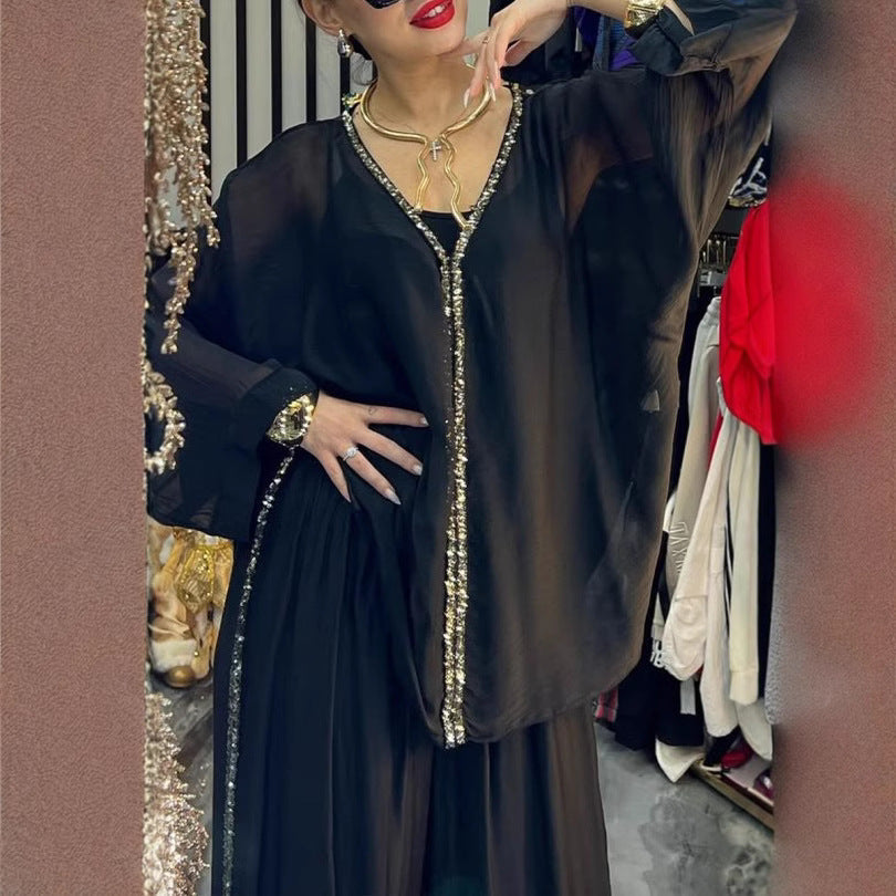 Women's Elegant and Airy Blouse with Wide Cut and Matching Pants