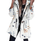 Fashionable Parka with Floral Accents and Adjustable Waist