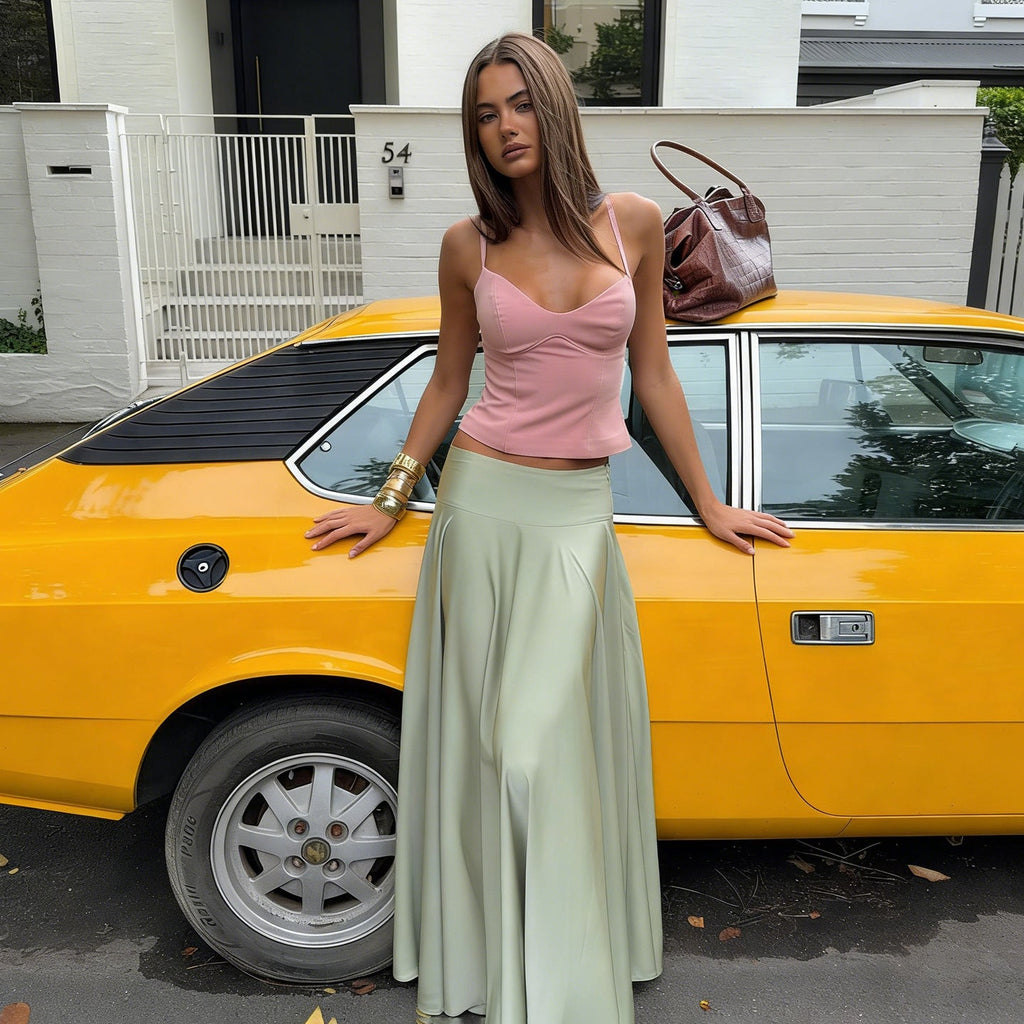 Women's Flowy Maxi Skirt with Elastic Waistband