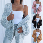 Women's Chunky Knit Cardigan with Casual Cut and Deep Pockets