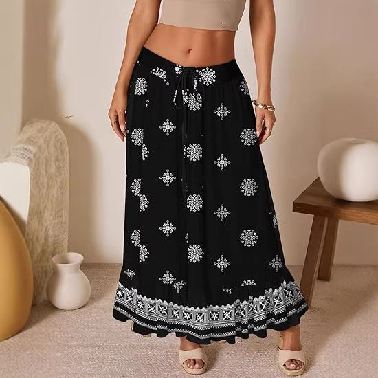 Women's Jumpsuit with Floral Print and Elastic Waist