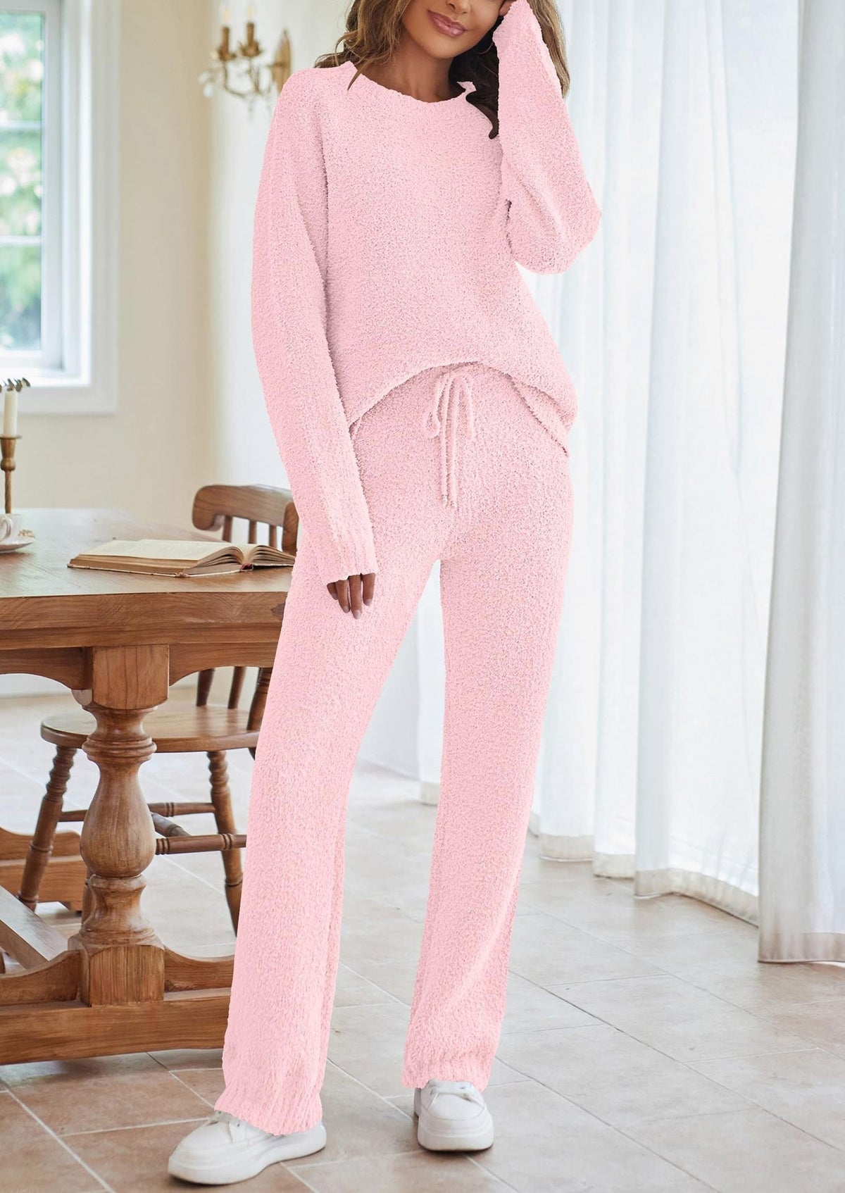 Women's Cozy Lounge Set with Oversized Sweater and Drawstring Pants