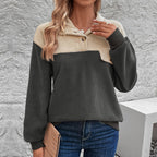 Women's Fleece Pullover with Buttoned Collar and Chest Pocket