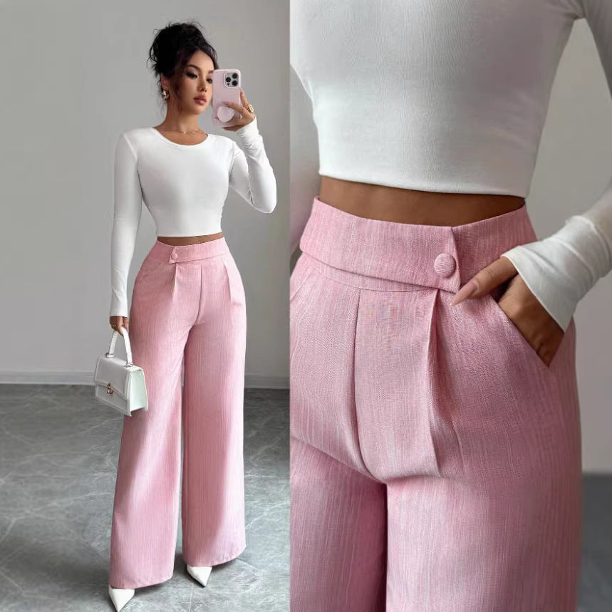 High-Waisted Elegant Soft Trousers