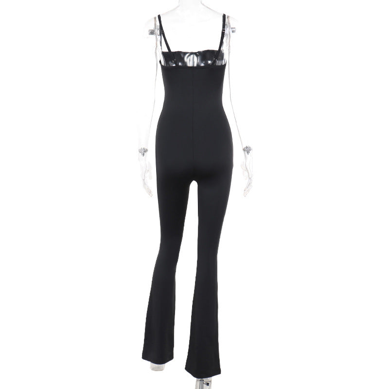 Women's Form-Fitting Jumpsuit with Sophisticated Lacing