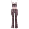 Women's Leopard Print Jumpsuit with Lace Straps