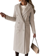 Elegant Double-Breasted Trench Coat with Pockets