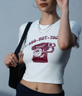 Women's Crop T-Shirt with Retro Phone Design