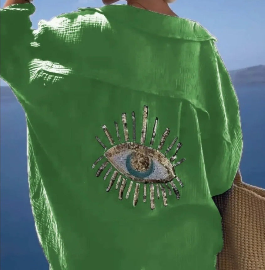 Women's Blouse with Unique Eye Embroidery