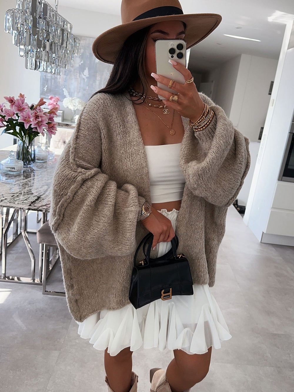 Women's Patterned Cardigan in Soft Cozy Fabric