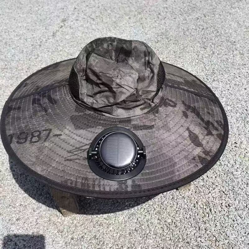 Ventilated outdoor fishing hat with two rechargeable fans