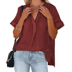 Women's Casual Blouse with Rolled Sleeves
