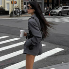 Women's Blazer Short Suit with Waist Belt
