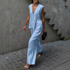 Women's Airy Two-Piece Linen Blend Set