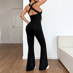 Women's One-Piece with Deep V-Neck and Flared Legs