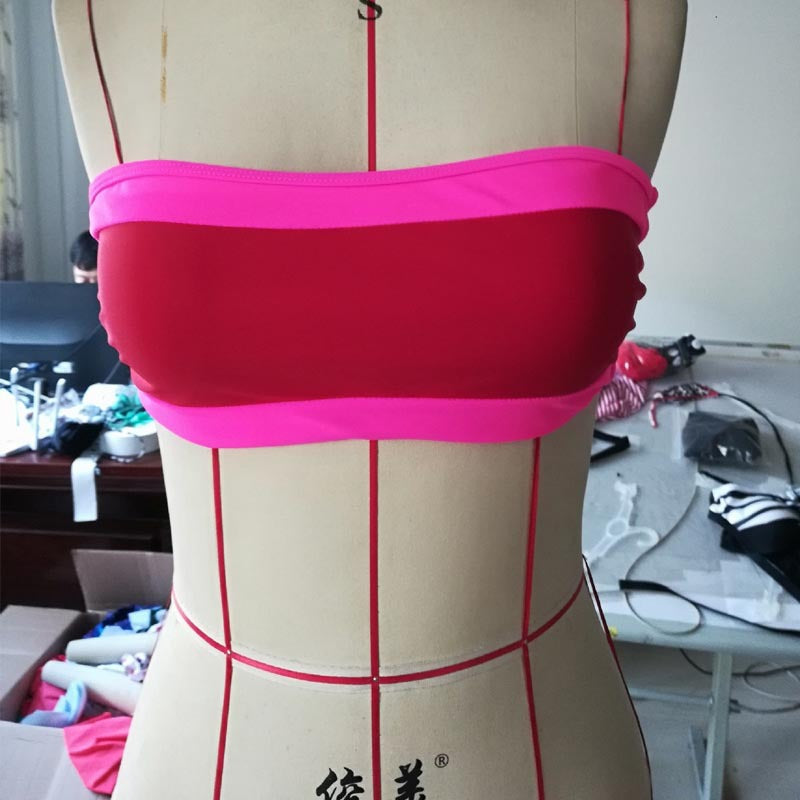 Women's Bandeau Bikini with Contrasting Colors
