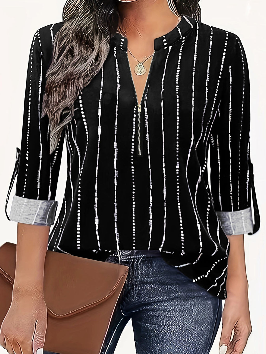 Women's Casual Blouse with Stylish Stripe Pattern