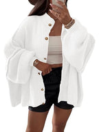 Women's Fluffy Cardigan with Dropped Shoulders