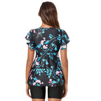 Women's Swim Shirt with Ruffles and Integrated Shorts