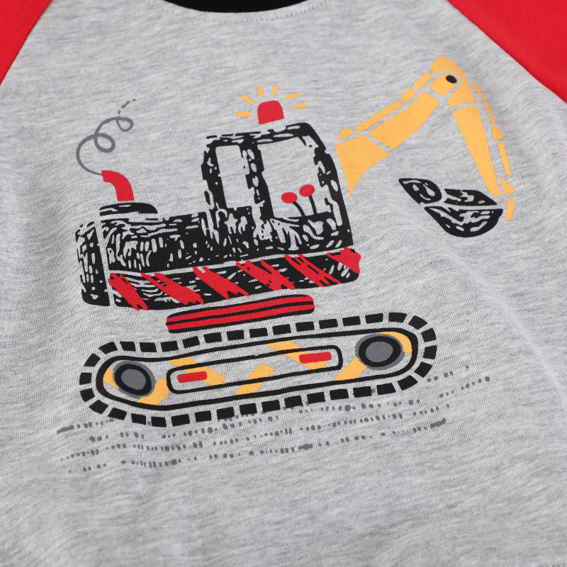Boys' Sweatshirt with Creative Excavator Motif