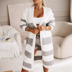 Women's Casual Striped Knit Coat