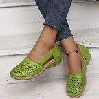 Women's Breathable Ballet Flats with Decorative Perforated Pattern