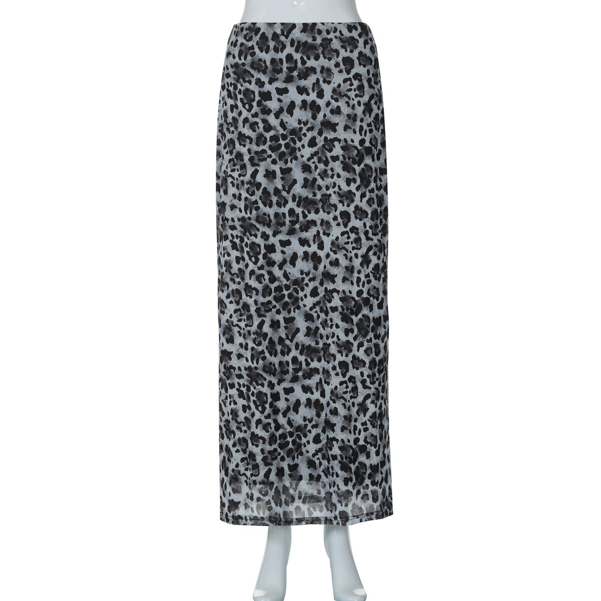 Women's Leopard Print Maxi Skirt with High Slit