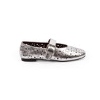 Women's Ballet Flats with Floral Cut-Outs and Adjustable Strap