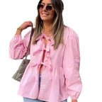 Women's Blouse with Playful Ruffle Details and Gathering