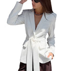 Women's Elegant Tailored Blazer with Knot Closure