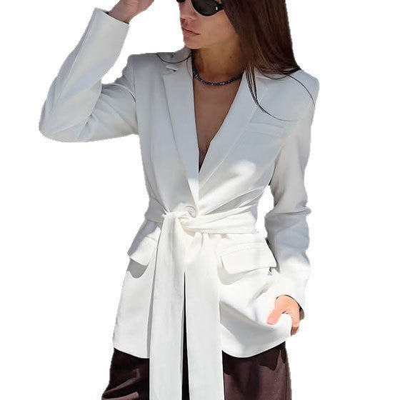 Women's Elegant Tailored Blazer with Knot Closure