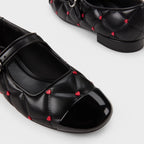 Women's Ballet Flats with Decorative Strap and Glossy Toe