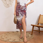 Women's Maxi Skirt with Decorative Wrap Design and Side Slit