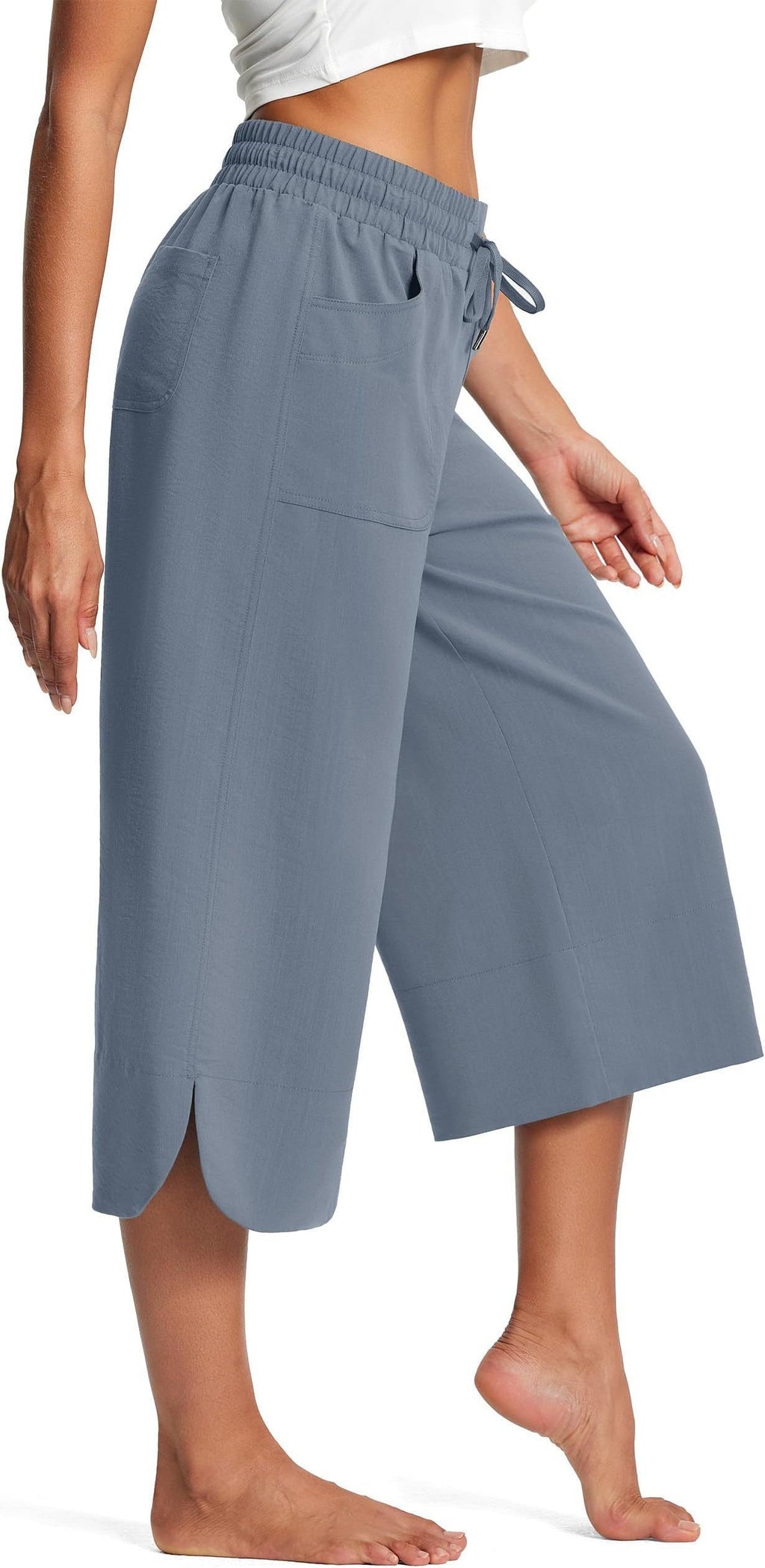 Women's Comfortable Culottes with Elastic Waist and Practical Pockets