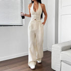 Women's Crop Top and Wide-Leg Pants Set