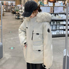 Women's Functional Parka with Detachable Faux Fur Collar and Practical Pockets