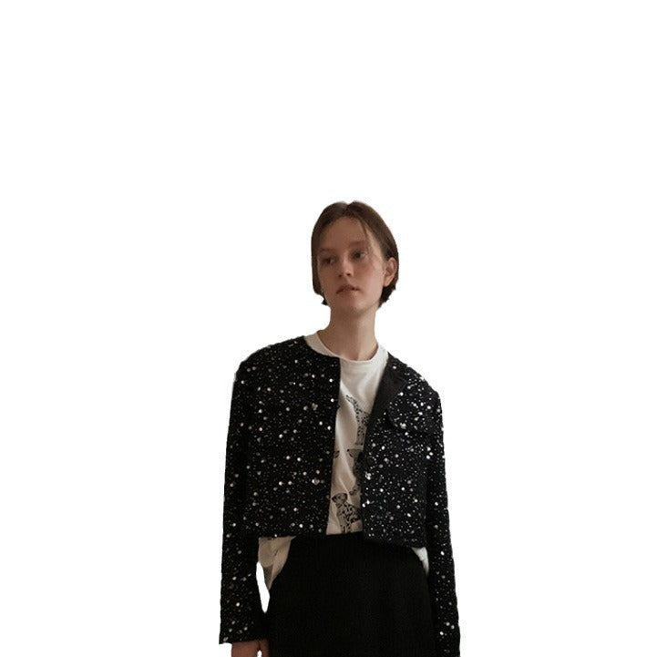 Women's Glitter Knit Cardigan with Elegant Accents