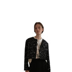 Women's Glitter Knit Cardigan with Elegant Accents