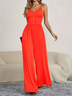 Women's Jumpsuit with Button-Up Top and Wide Leg