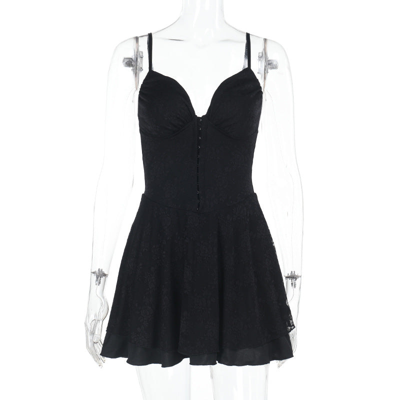 Women's Sleeveless Mini Dress with Lace Appliqués