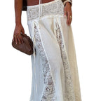 Women's Maxi Skirt with Lace Design and Side Ties