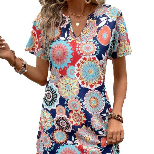 Women's Casual Floral V-Neck Dress