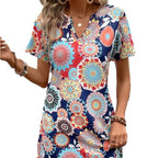 Women's Casual Floral V-Neck Dress