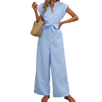 Women's Jumpsuit with Gathered Waistband and Practical Pockets