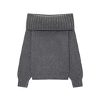 Women's Elegant Knit Sweater with Dropped Shoulders