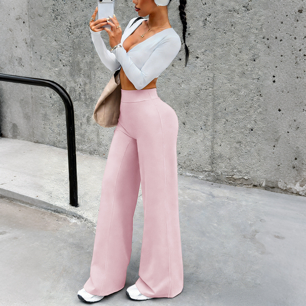Women's High-Waisted Shaping Lounge Pants with Wide Flares