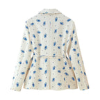 Women's Floral Blazer with Belt