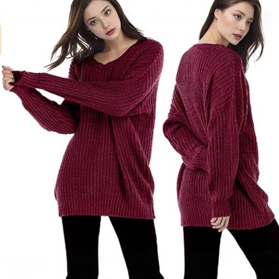 Women's Chunky Knit Sweater with Wide Cut