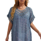 Women's Airy Beach Overall with Crochet Details